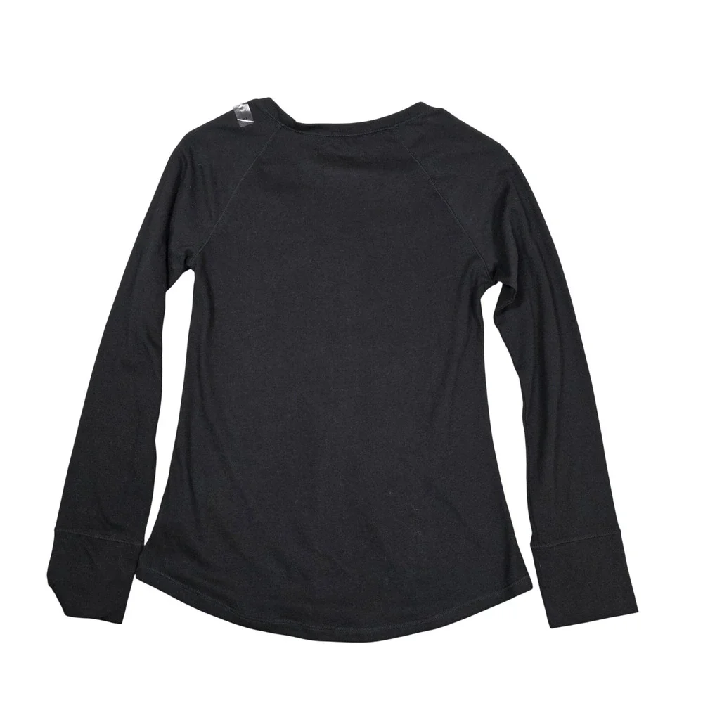 Justice‎ Long Sleeve Top Girls 16 Black NEW Raglan Crew Neck Heart Logo